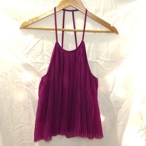 pleated + crisp flowy halter top- urban outfitters